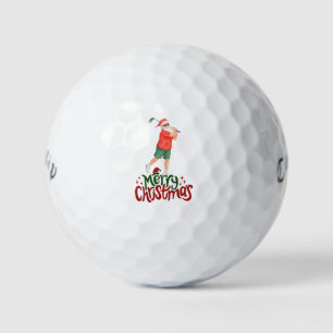 Golf Merry Christmas with Santa Claus to golfer Balls
