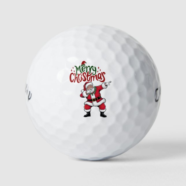 Golf Merry  Christmas with Santa Claus to golfer  Balls (Front)