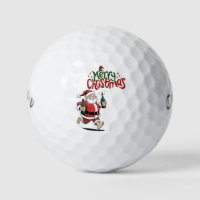 Golf Merry Christmas with Santa Claus to golfer