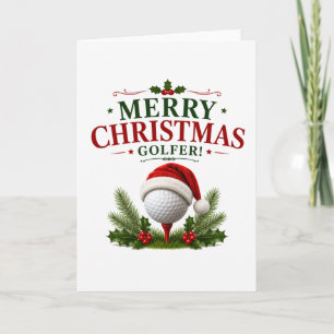 Golf Merry Christmas with Santa Hat Card