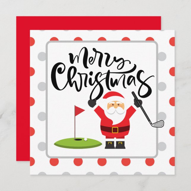 Golf Merry Christmas with Santa playing golfer   (Front/Back)