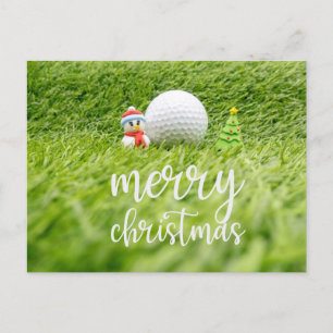 Golf Merry Christmas with Snowman and Golf Ball  Postcard