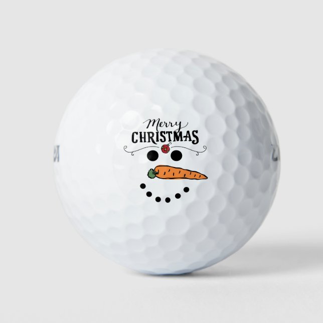 Golf Merry Christmas with Snowman Funny  Balls (Front)