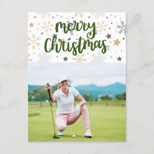 Golf Merry Christmas with your own photo Holiday C Postcard
