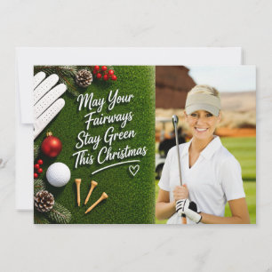 Golf Merry Christmas with your own photo Holiday Card