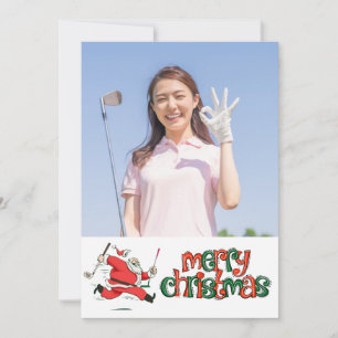 Golf Merry Christmas with your own photo Holiday Card