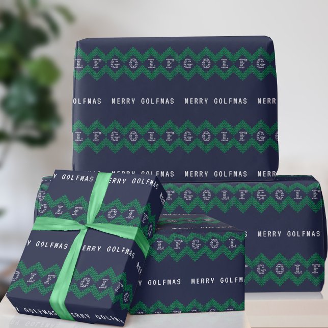 Golf Merry Golfmas Christmas Wrapping Paper (Merry Golfmas! Here's some wrapping paper for all your golfing gifts)