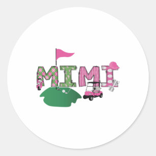 Golf Mimi Hole In One Golf 1st Birthday Party  Classic Round Sticker