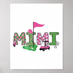 Golf Mimi Pink Hole In One Golf 1st Birthday Girl  Poster