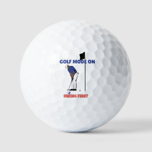 Golf Mode ON: Swing First Funny Golfer Graphic T Balls