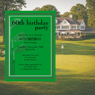 Golf Modern Corporate Green Black 60th Birthday Invitation