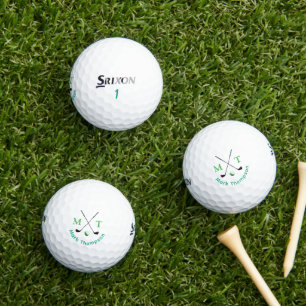 Golf Modern Typography Green Monogram Balls