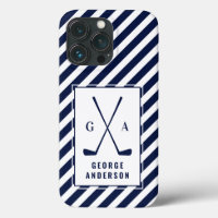 Golf modern typography initial monogram blue white