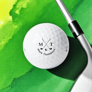 Golf Modern Typography Monogram Golf Balls