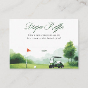 Golf Modern Watercolor Baby Shower Diaper Raffle Enclosure Card