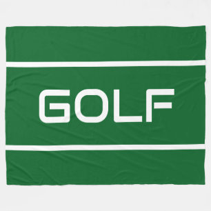 GOLF Modern White Text Stripes On Athletic Green Fleece Blanket