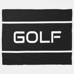 GOLF Modern White Text Stripes On Bold Black Fleece Blanket