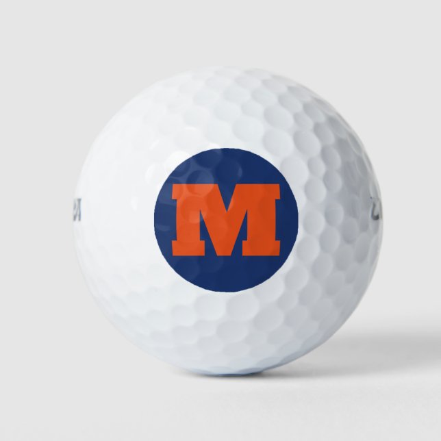 Golf Monogram Custom Initial Orange & Blue Balls (Front)