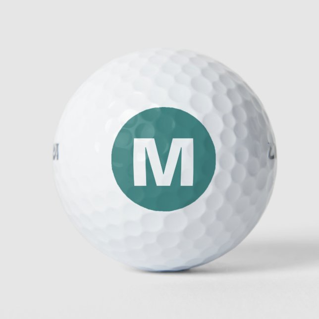 Golf Monogram Custom Initial Teal & White Balls (Front)