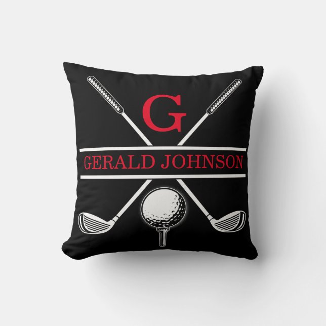 Golf Monogram Design Throw Pillow (Front)