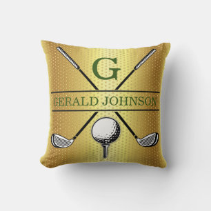 Golf Monogram Design with gold speckles Cushion