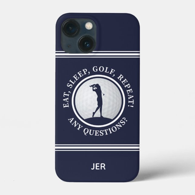Golf Monogram Golfer Modern Sports Pro Blue Cute Case-Mate iPhone Case (Back)