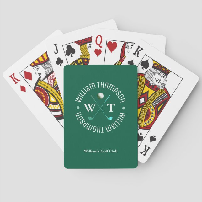 Golf Monogram HunterGreen Playing Cards (Back)