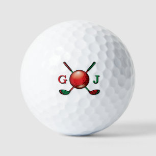 Golf Monogram in Christmas Colours Design Balls