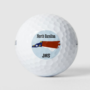 Golf Monogram North Carolina Flag Map Balls