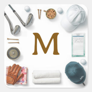 Golf Monogram Personalised Golf  Square Sticker