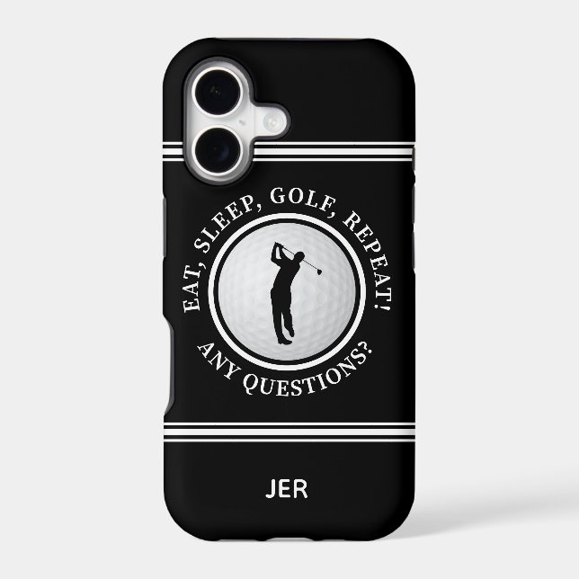 Golf Monogram Pro Golfer Modern Sports Black White (Back)
