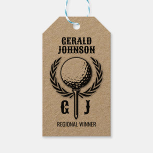 Golf Monogram with Wreath Design Gift Tags