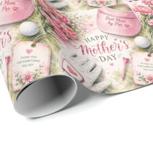 Golf Mother’s Day with Golf Ball and Flowers Wrapping Paper