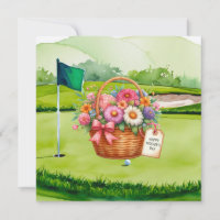Golf Mother's Day flower basket on golf cart