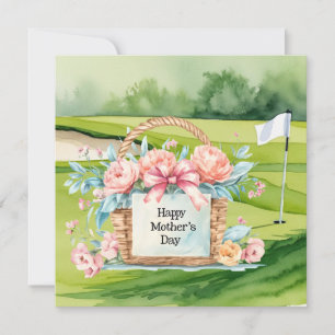 Golf Mother's Day  flower basket on golf course Card