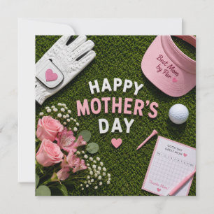 Golf Mother's Day for golf mum with ball on green Card