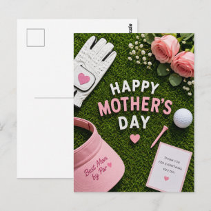 Golf Mother's Day for golf mum with ball on green Postcard