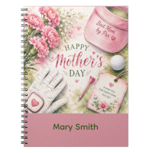 Golf Mother's Day with Golf Ball and flowers  Notebook