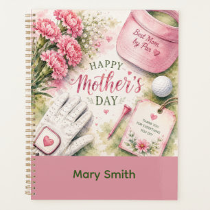 Golf Mother's Day with Golf Ball and flowers Planner