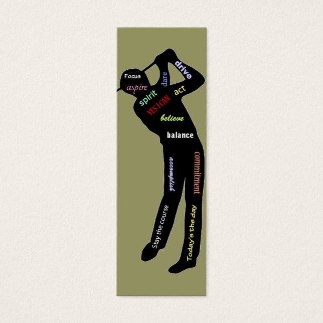 Golf Motivational Words, Sport  BookMark (Front)