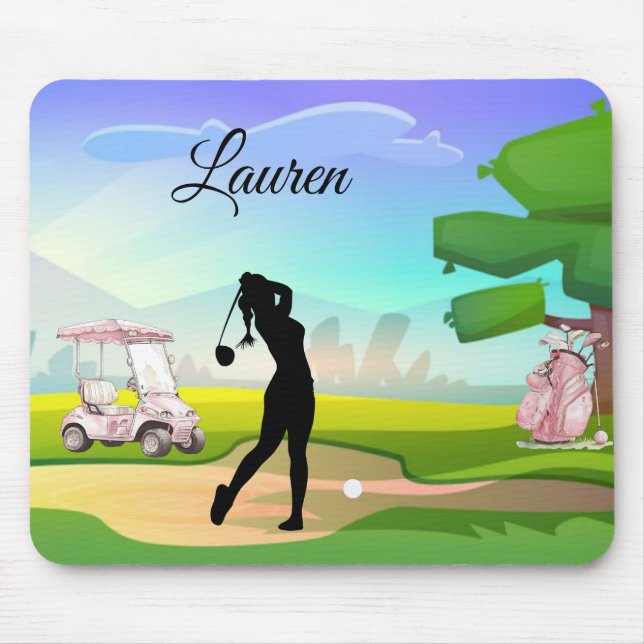 Golf Mousepad with Golfer Swinging (Front)