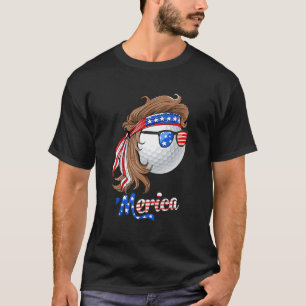 Golf Mullet 4th Of July American Flag Merica Fathe T-Shirt