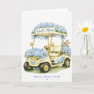 Golf Mum Card Hydrangea Floral Golf Cart