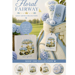 Golf Mum Hydrangea Floral Golf Cart Medium Gift Bag