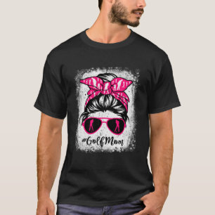 Golf Mum Leopard Messy Bun Sport  Mother's Day T-Shirt