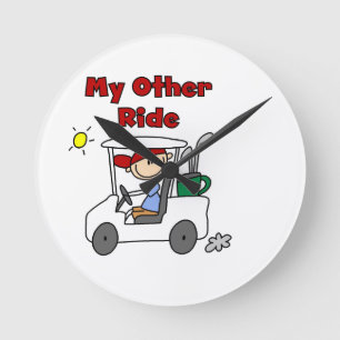 Golf My Other Ride Round Clock