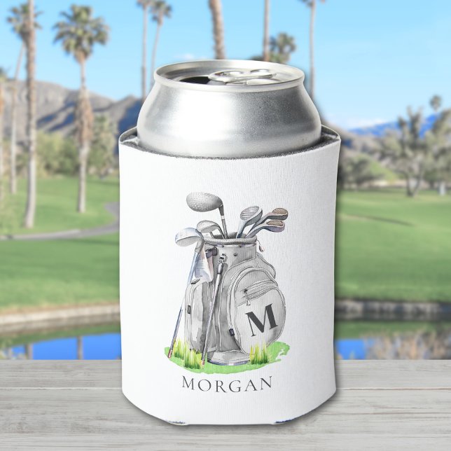 Golf Name Black Monogram Can Cooler (Golf Name Black Monogram Can Cooler )