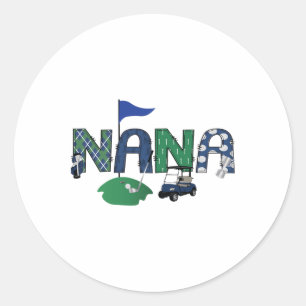 Golf Nana Hole In One Golf First Birthday Party  Classic Round Sticker