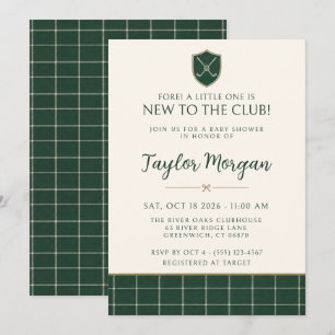 Golf New To The Club Elegant Baby Shower Invitation