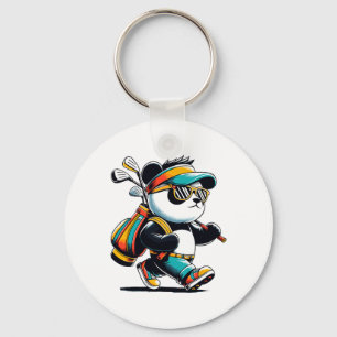 Golf Novelty Panda Golfing Men Women Kids Funny Go Key Ring